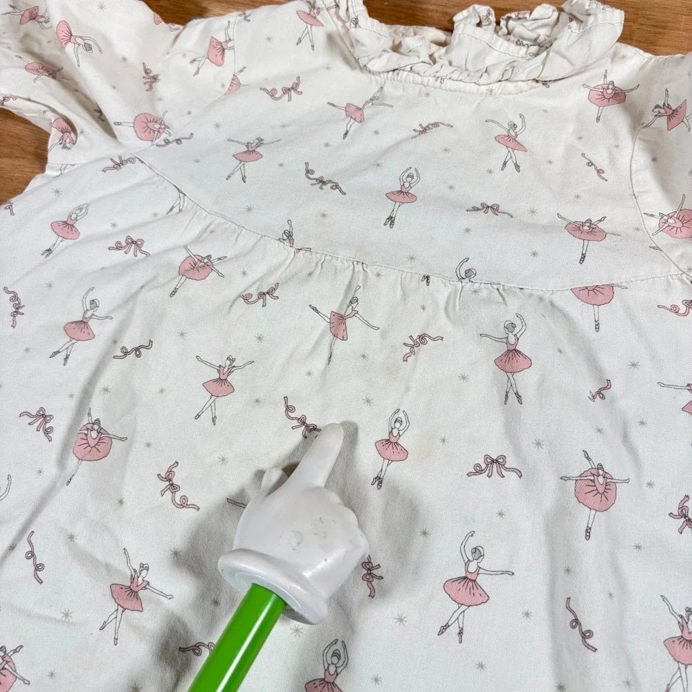 Petite Plume Kids Ballerina Print Nightgown Pink Cream Ruffle Size 6